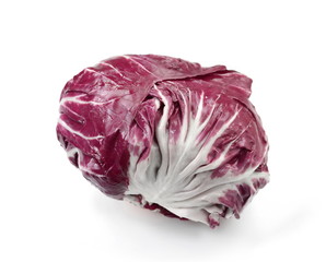 Radicchio, red salad isolated on white background. Red cabbage.