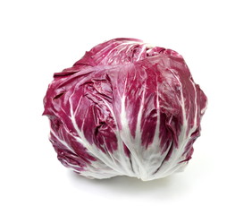 Radicchio, red salad isolated on white background. Red cabbage.