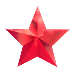 Obraz premium Red christmas star isolated on white background. Object with clipping path.