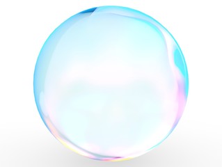 3d crystal ball pink blue gradient colors  isolated on white background. Abstract bubble glossy pastel 3d isolated rendering.