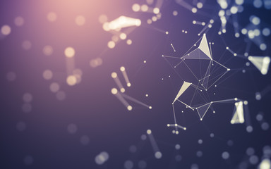 Abstract background. Molecules technology with polygonal shapes, connecting dots and lines....