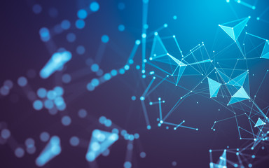 Obraz premium Abstract background. Molecules technology with polygonal shapes, connecting dots and lines. Connection structure. Big data visualization.