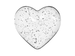 Water glass heart shape isolated on white background. Object with clipping path.
