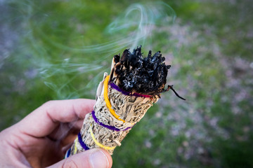 Hand Smudging with a Bundle of Sage