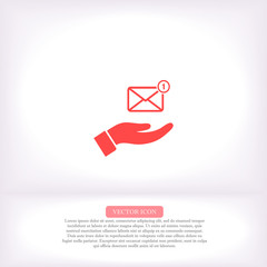 SMS in the hand icon , lorem ipsum Flat design