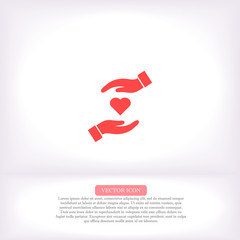 heart in hand icon , lorem ipsum Flat design