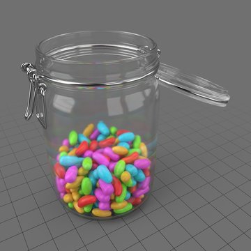 Jelly beans in glass jar 1