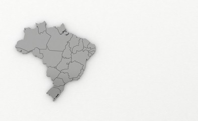 brazil map. 3d render map of south america countrier. south america map. latin country map.