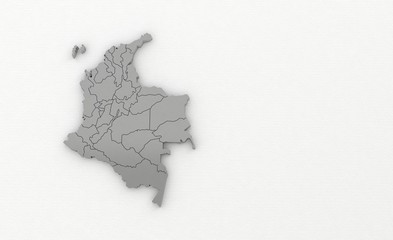 colombia map. 3d render map of south america countrier. south america map. latin country map.