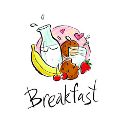 Illustration of food for breakfast.
