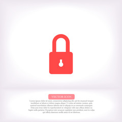 Lock vector icon , lorem ipsum Flat design