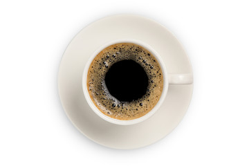 Coffee cup top view isolated on white background