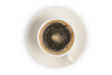 Coffee cup top view isolated on white background