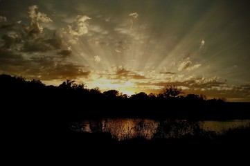 dramatic clouds and sun