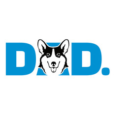 Welsh Corgi Pembroke dad in blue