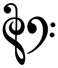 Music Clef Bass Heart Icon