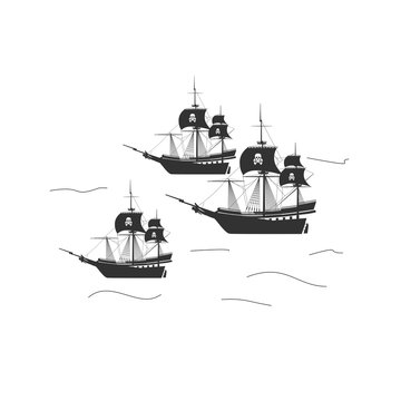 pirate boat sailing boat illustration and vector illustration