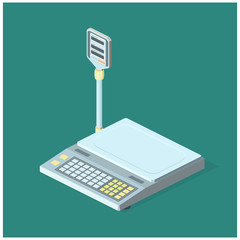 Isometric scales cartoon multicolor vector image 
