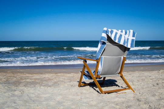 Resort chair with beach view