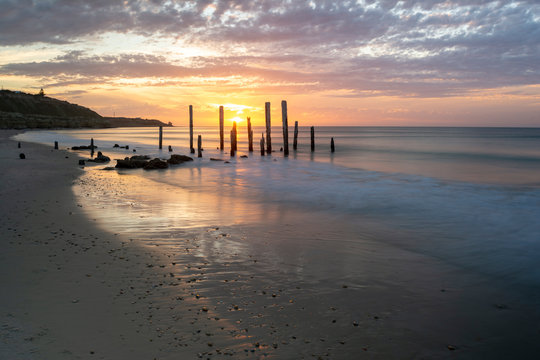 Port Willunga beach jetty ruins: Sunset