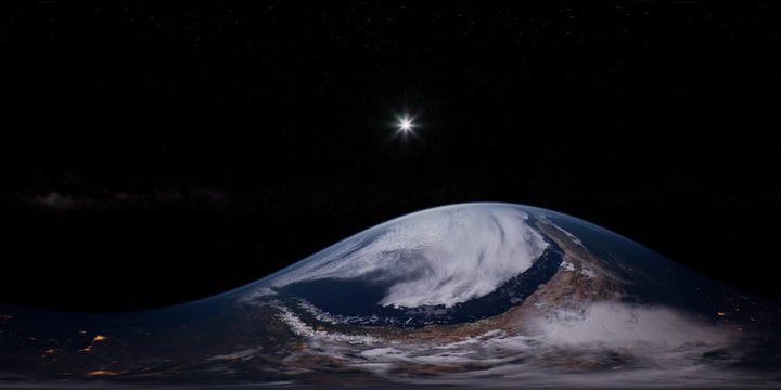 VR 360 Earth and Sun from space. ready to use in vr360 Virtual Reality