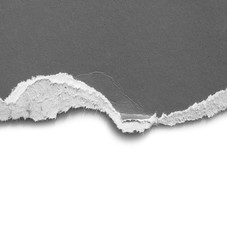 old torn black paper isolated on white background