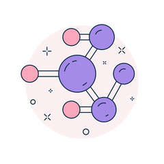 Molecule structure thin line icon. Modern colored linear abstract vector science illustration for any purposes. Medical technology geometric design concept.