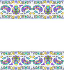 frame with flowers and paisley motif