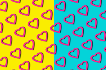 Heart shapes pattern seamless on a two-color background.