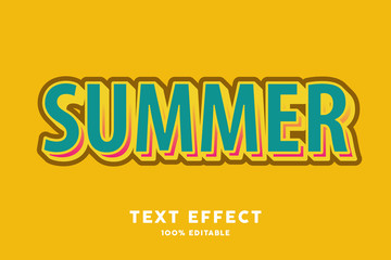 Fototapeta na wymiar Summer retro color text style effect, editable text