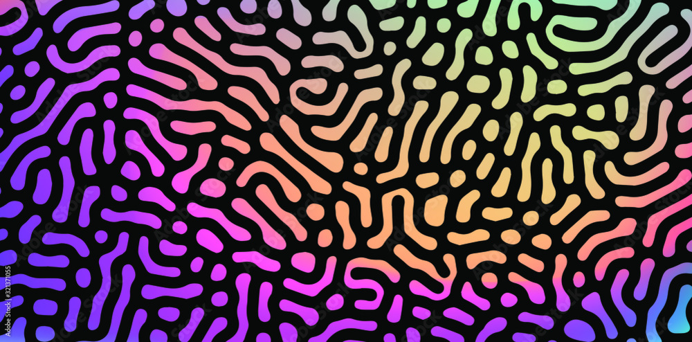 Poster holographic fluid, drops and blobs on dark background. psychedelic spiritual background, concept ill