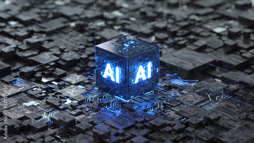 Poster ai, artificial intelligence concept,3d rendering,conceptual image.