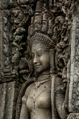 Fototapeta na wymiar Carving of Apsara wat Angkor Thom, Cambodia.