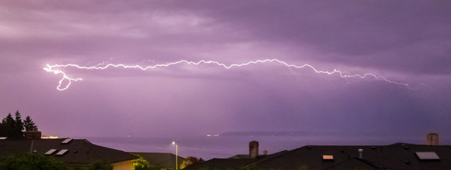 Cloud to Cloud Strikes Lightning Strike Above Edmonds and the Puget Sound During a Rare Thunderstrom