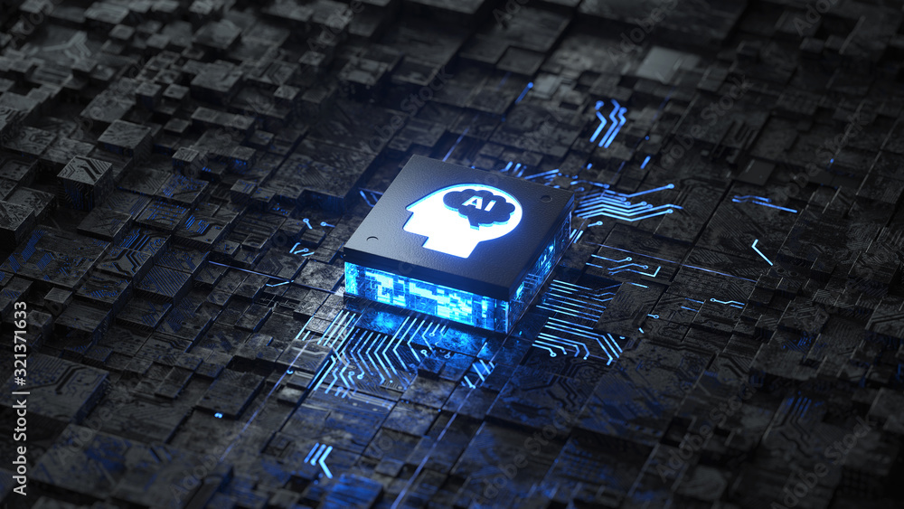 Poster ai, artificial intelligence concept,3d rendering,conceptual image.