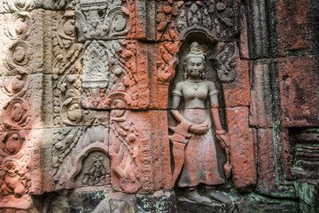 Carving of Apsara wat Angkor Thom, Cambodia.