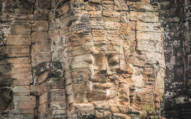 The face of the Temple of Bayon Nakhon Thom Cambodia