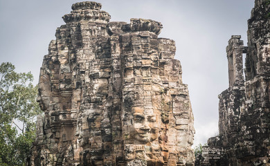Fototapeta premium The face of the Temple of Bayon Nakhon Thom Cambodia