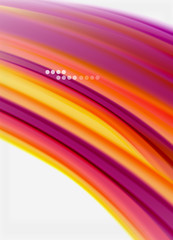 Wave lines abstract background, smooth silk design with rainbow style colors. Liquid fluid color waves. Vector Illustration