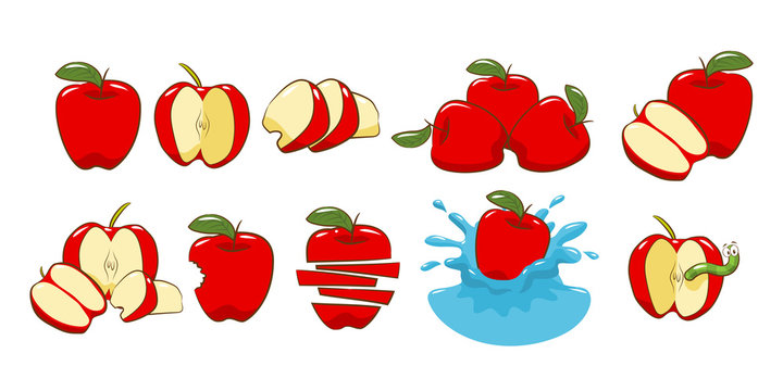 apple vector set collection graphic clipart design