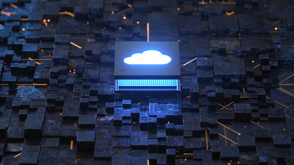 Cloud computing and network security concept, 3d rendering,conceptual image.
