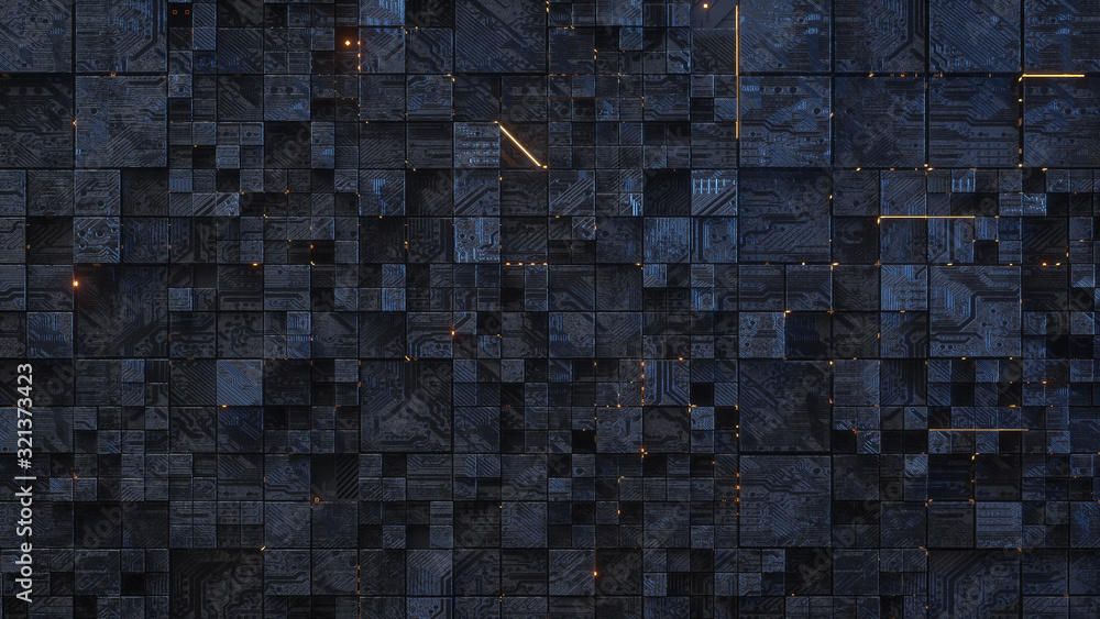 Aufkleber circuit board,abstract network technology background,3d rendering,conceptual image.