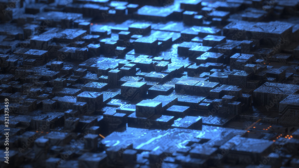 Aufkleber circuit board,abstract network technology background,3d rendering,conceptual image.