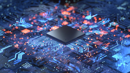 Central Computer Processors CPU concept. 3d rendering,conceptual image. - obrazy, fototapety, plakaty