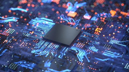 Central Computer Processors CPU concept. 3d rendering,conceptual image. - obrazy, fototapety, plakaty