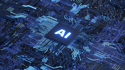 AI,Circuit board,Artificial Intelligence concept - obrazy, fototapety, plakaty