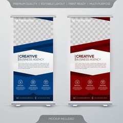 set of business rollup banner with abstract background and minimalist concept template use for promotion kit and publication ads 