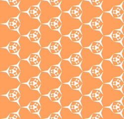 Vector geometric seamless pattern. Orange and white color. Simple abstract minimalist background texture with triangles, hexagons, grid, net. Minimal repeat design for decor, wallpapers, fabric, cloth