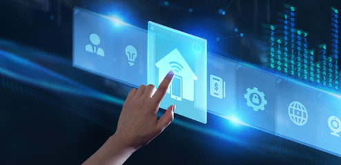 Business, Technology, Internet and network concept. Smart home automation control system. Innovation technology.