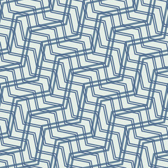 Vector seamless pattern with diagonal stripes, thin lines, chevron, zigzag, mesh, grid. Simple minimalist blue and light green texture. Abstract geometric background. Stylish repeat decorative design